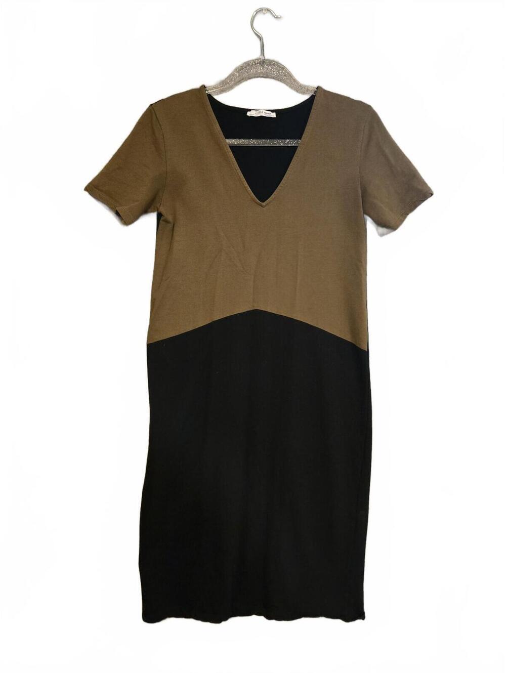 Zara Trafaluc Colorblock Knit Midi Dress Fall S 90s Minimalist Normcore Earthy
